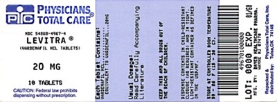 Levitra 20 mg Label (20mg Package Label)